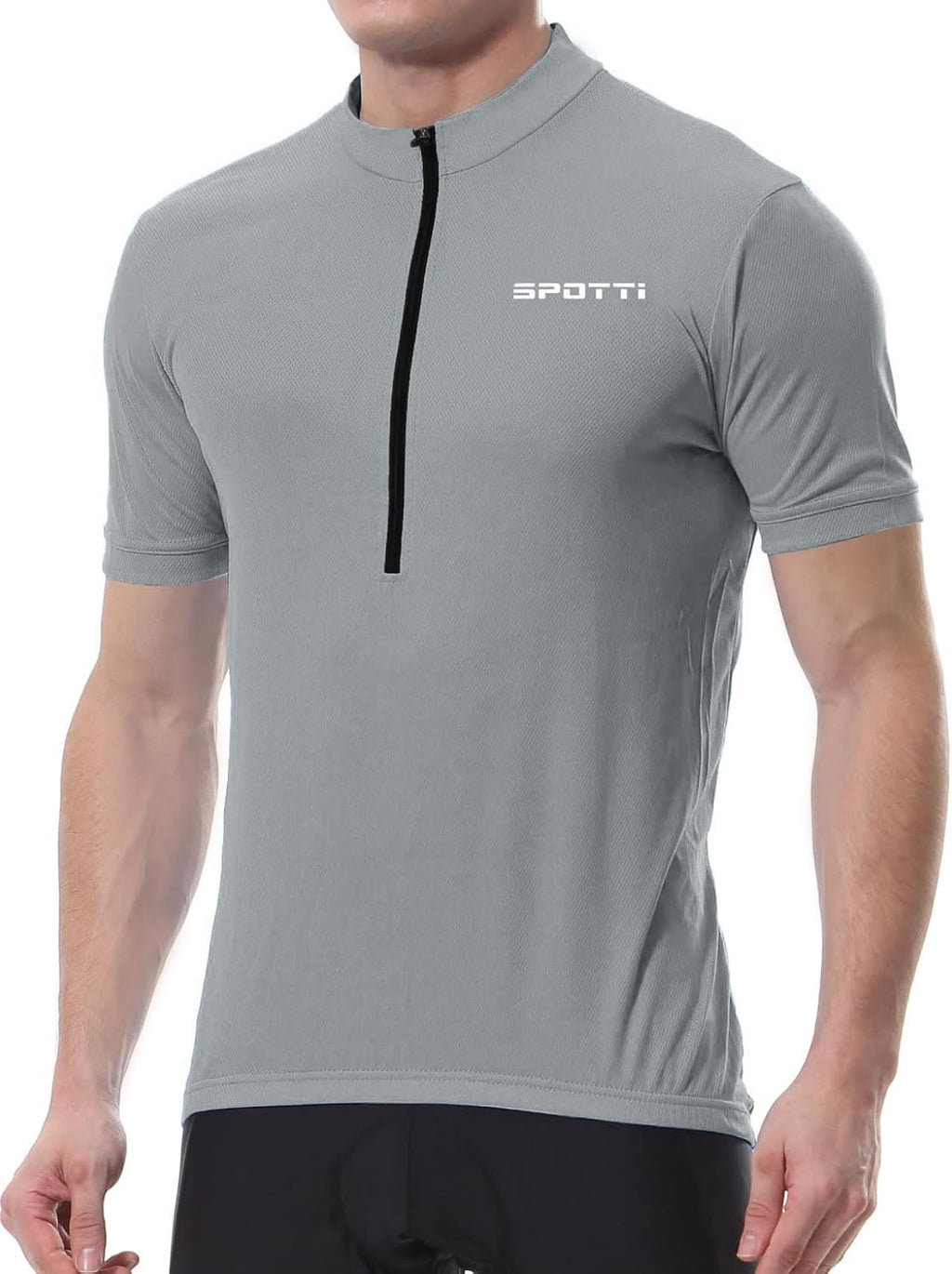 Spotti Men's Cycling Jersey Short Sleeve Half-Zip Bike Shirt, 4 Pockets