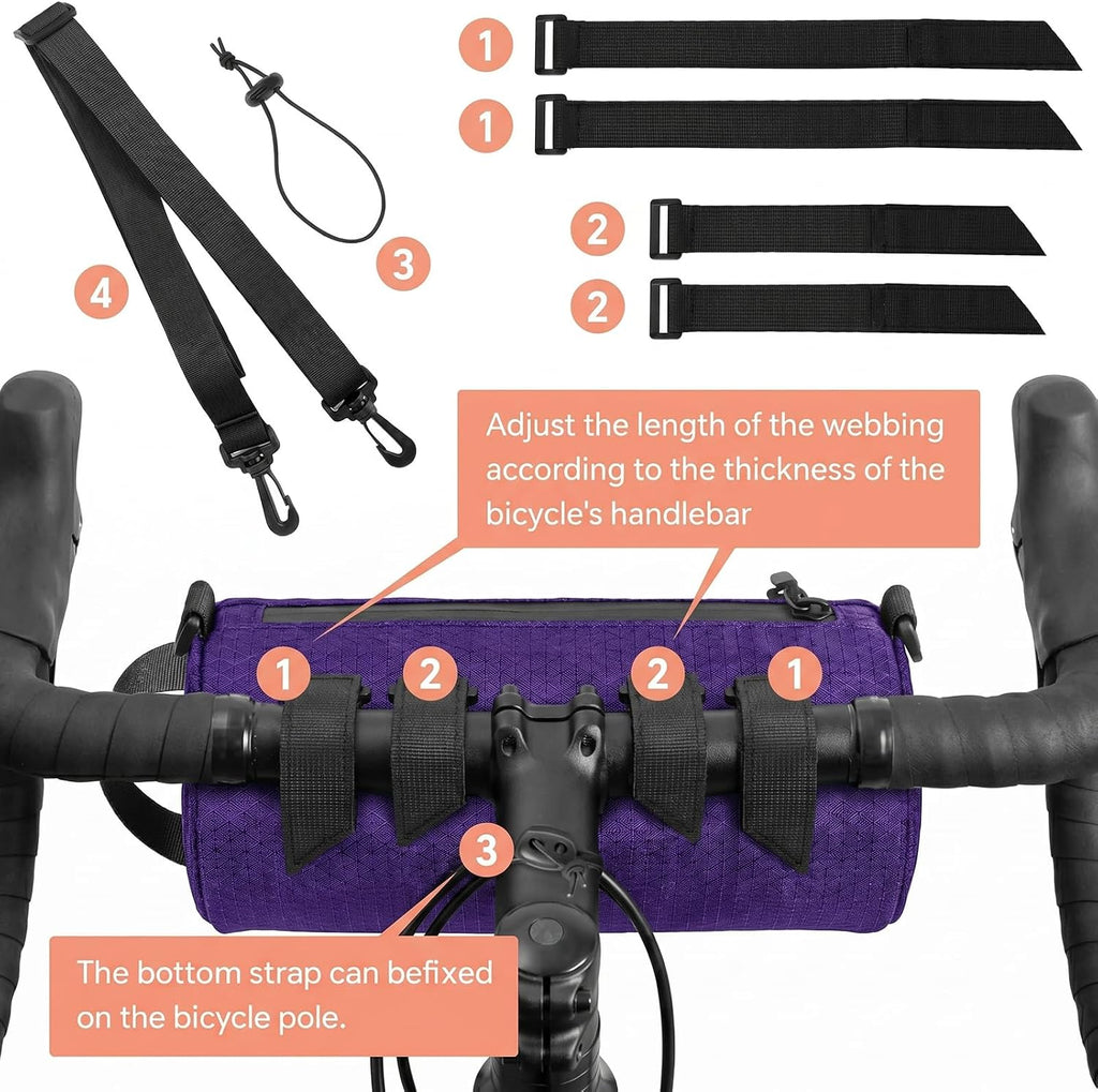 Waterproof Bike Handlebar Bag for E-bike & Bicycle 2.4L Front Storage Bag