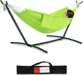 PNAEUT Double Hammock with Stand for Outside, Heavy-Duty, Portable(Green)