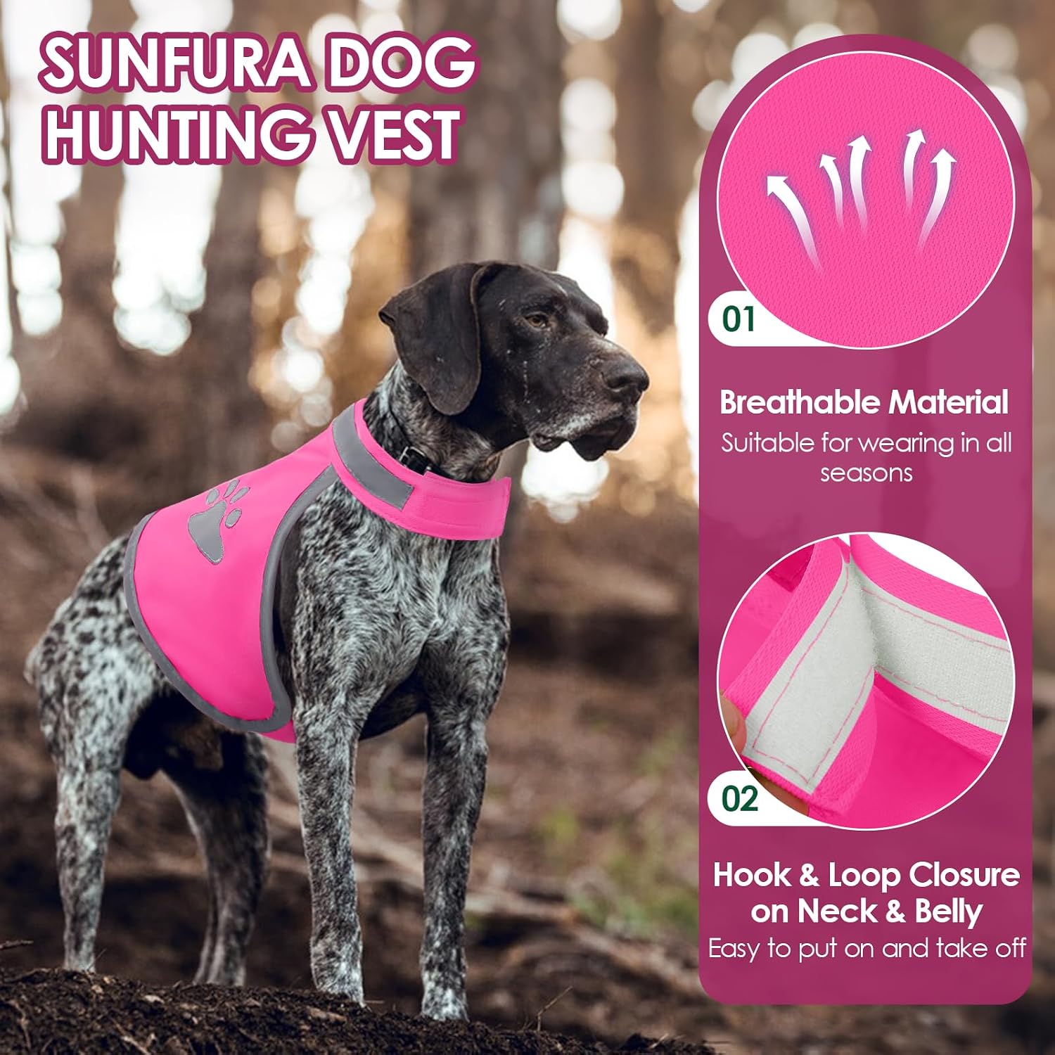 Reflective Dog Vest, High Visibility Dog Safety Vest for Hunting