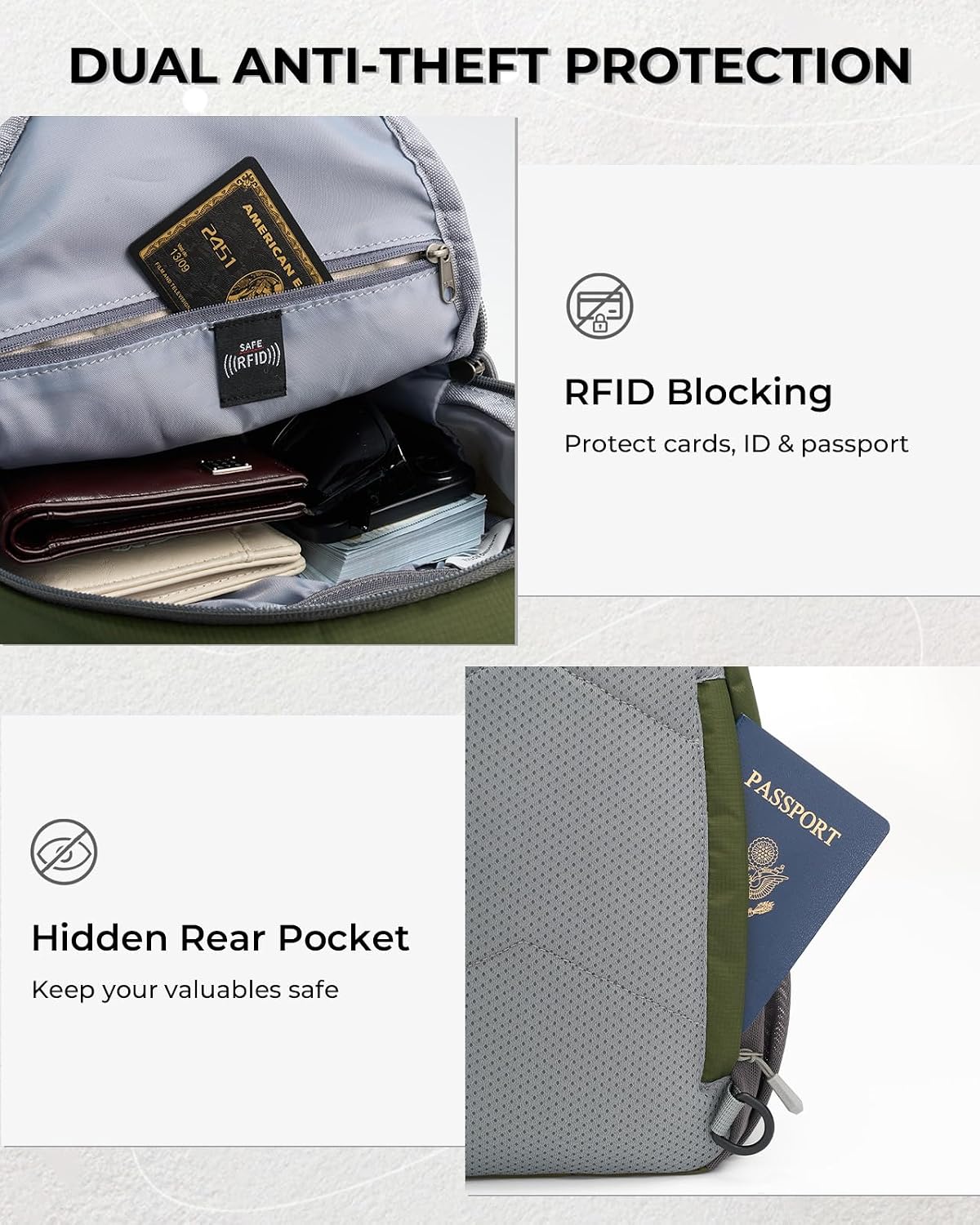 Packable Crossbody Sling Bag for Men Women RFID Lightweight Travel Daypack