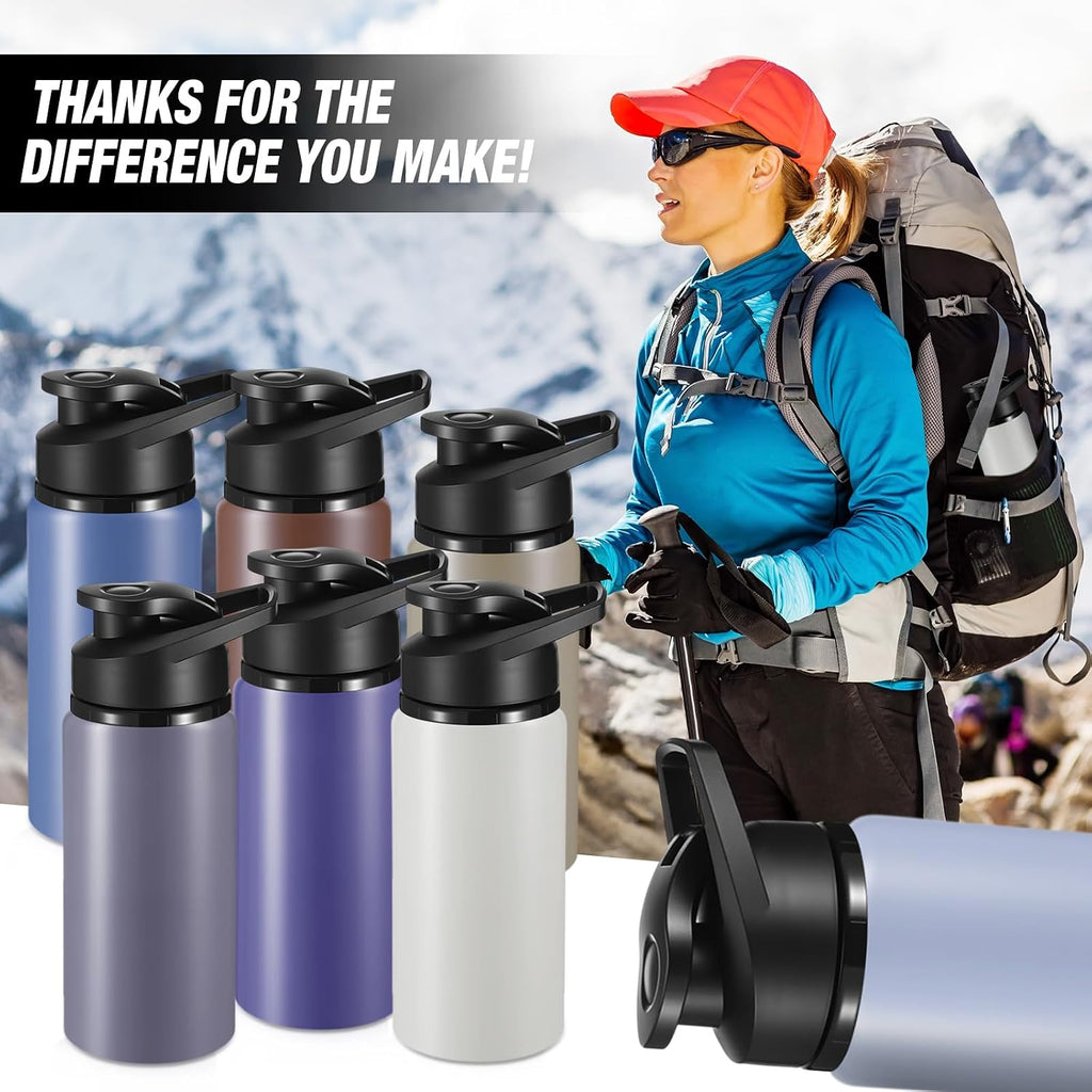 Foaincore 24 Pack Aluminum Water Bottles Bulk,17 oz Reusable Metal Lightweight Water Bottle with Leakproof Flip Lid & Carry Handle,Bulk Sports Bottles for Gym,Cycling,Hiking,Travel