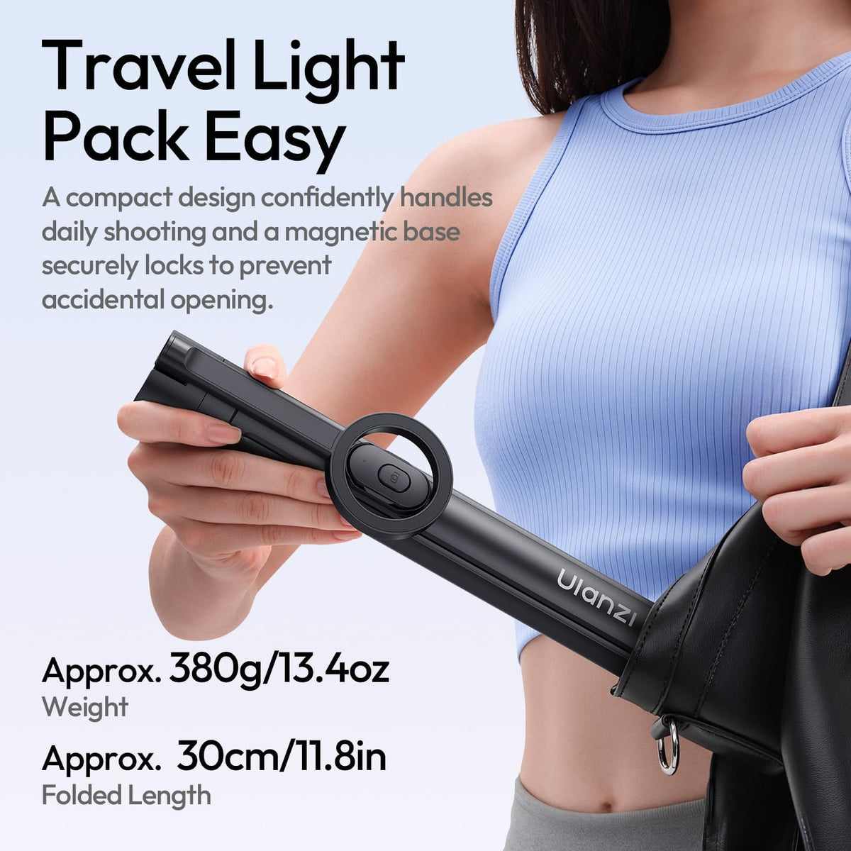 ULANZI 71" Magnetic Phone Tripod, Auto Open & Close Selfie Stick w Remote