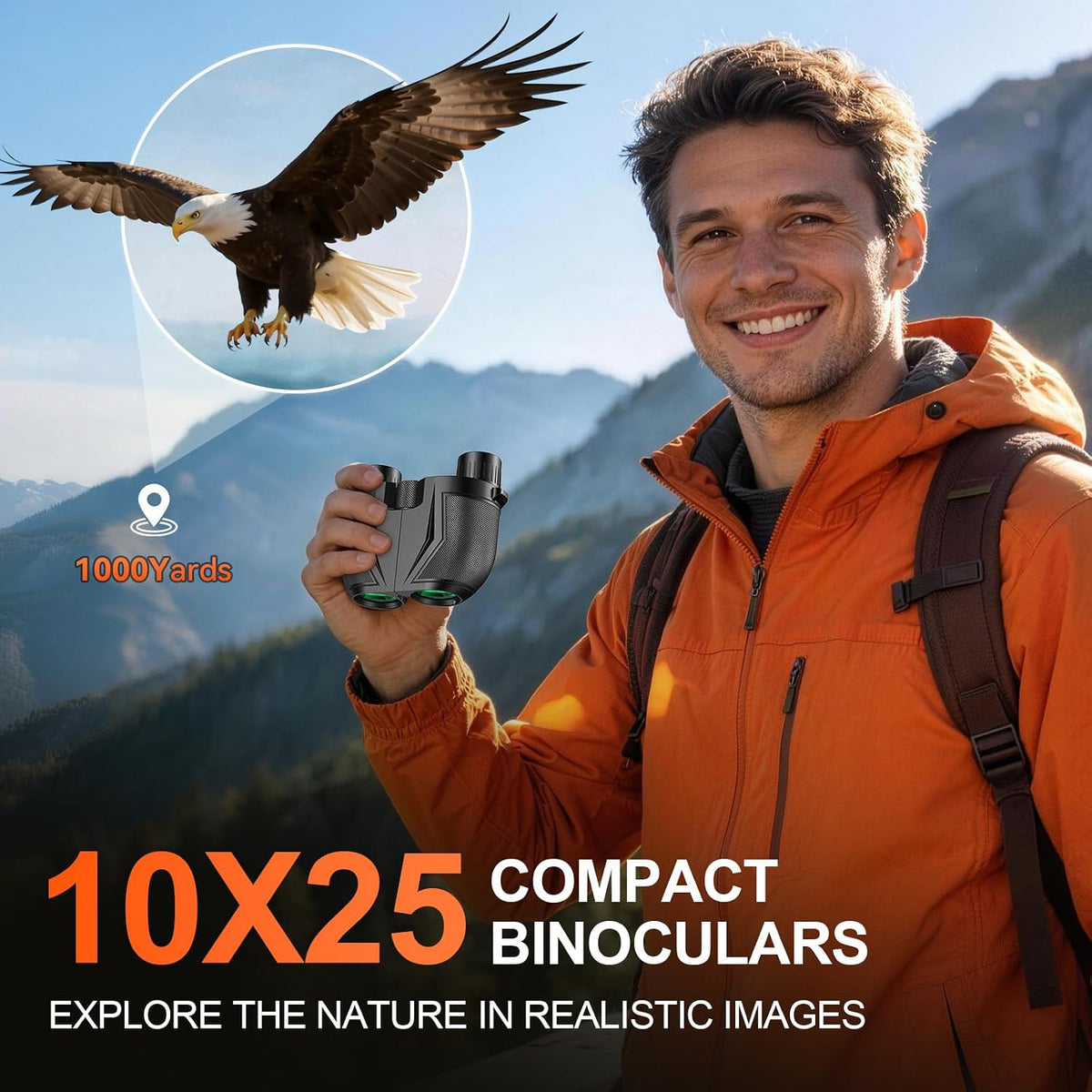 10x25 Compact Binoculars for Adults, Lightweight HD Small Binoculars