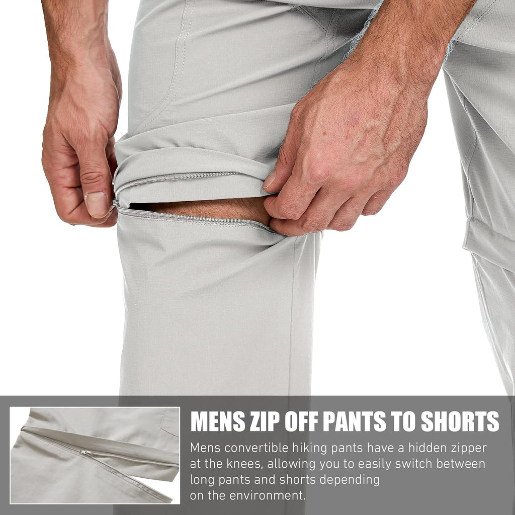 mixtiq Mens Hiking Convertible Pants Water-Resistant Quick Dry Pants
