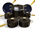 Nuwave Lux LE 13Pc Ceramic Cookware Set with Elegant Gold Handle, PFAS Free