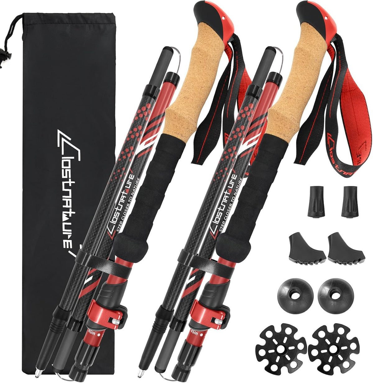 Clostnature Carbon Fiber Collapsible Trekking Poles for Hiking, Walking