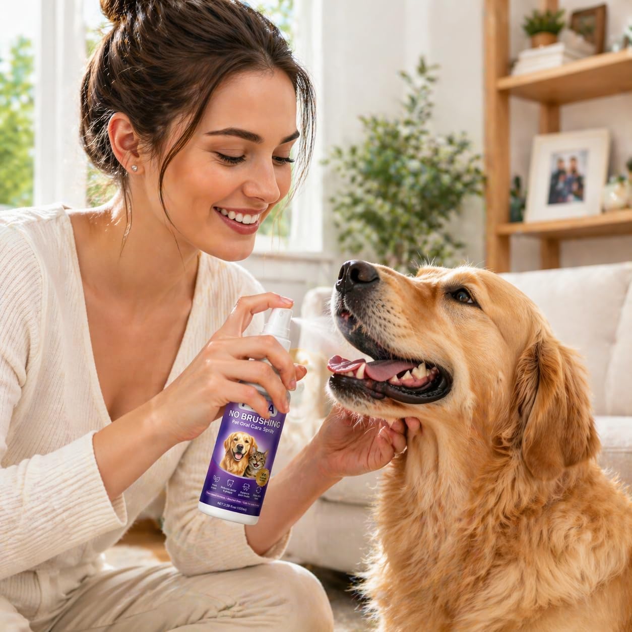 FVNA No Brushing Pet Oral Care Spray, Breath Freshener & Teeth Cleaning Pet Dental Care Spray for Dogs & Cats, Reduce Plaque & Tartar, Supports Gum Health,Daily Dental Care for Pets