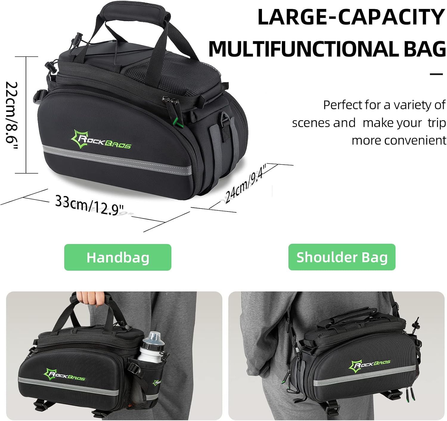 ROCKBROS Bike Trunk Bag 17L-45L Rear Rack Bags for Bicycles Waterproof