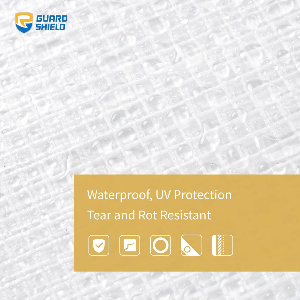 GUARD SHIELD Clear White Tarp Heavy Duty 10x12 Feet Waterproof for Greenhouse Outdoor Garden Poly Cover UV Resistant 3x3 Weave 10mil