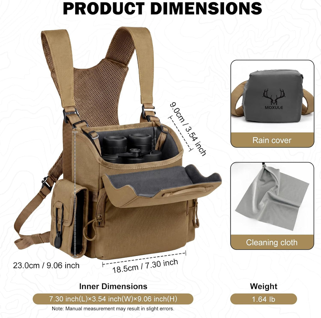 MOXULE Binocular Harness Chest Pack: Bino Case with Rangefinder Pocket XL