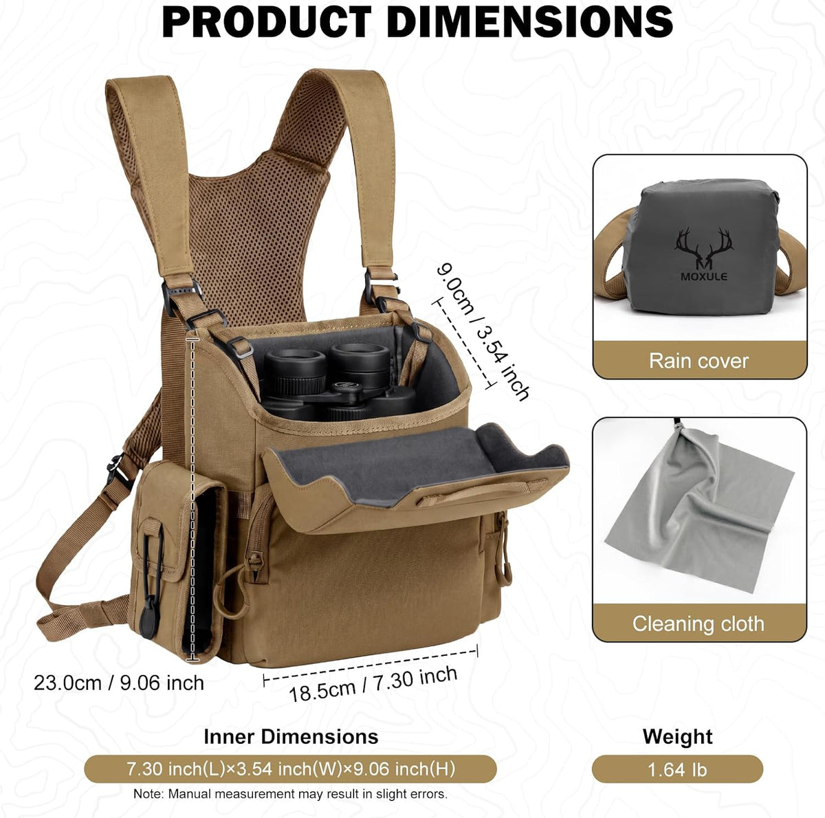 MOXULE Binocular Harness Chest Pack: Bino Case with Rangefinder Pocket XL