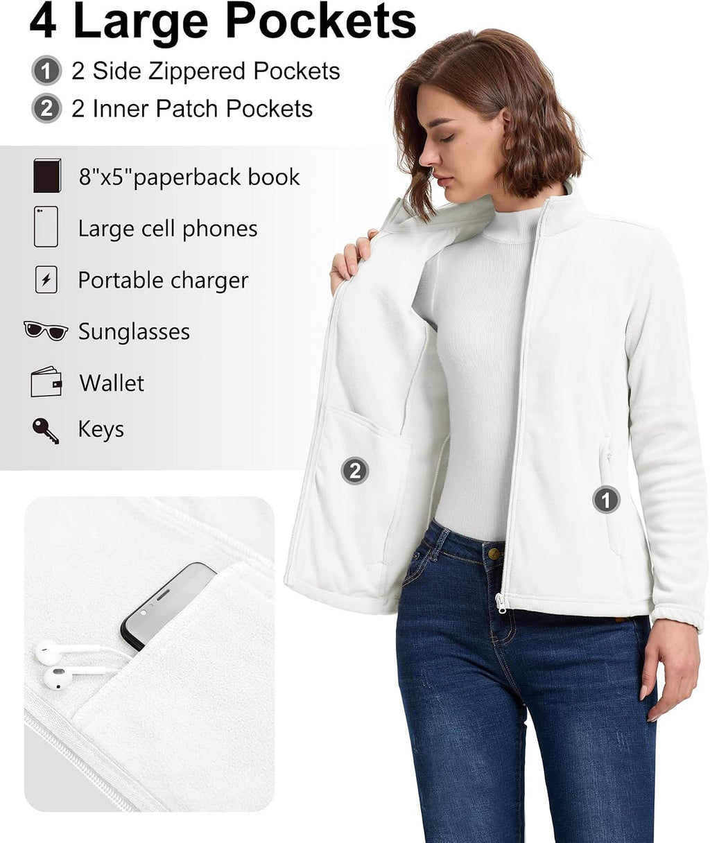 33,000ft Women's Polar Fleece Jacket Zip Up Lightweight Hiking Sweatshirt