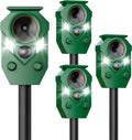 4 Pack Solar Powered Ultrasonic Animal Repellent Outdoor, Motion Activated Deer Repellent Devices with Flashing Lights, Waterproof Cat Repellent Outdoor, Repels Dog, Raccoon, Coyote for Garden & Lawn