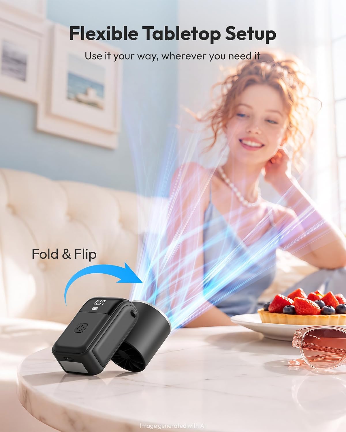 Gaiatop Portable Mini Fan Handheld, 3-in-1 Foldable Pocket Fan, Up to 15H