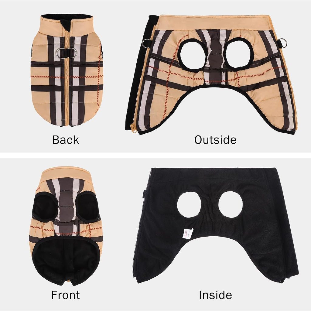 SCENEREAL Winter Dog Vest Coat with Harness Built in