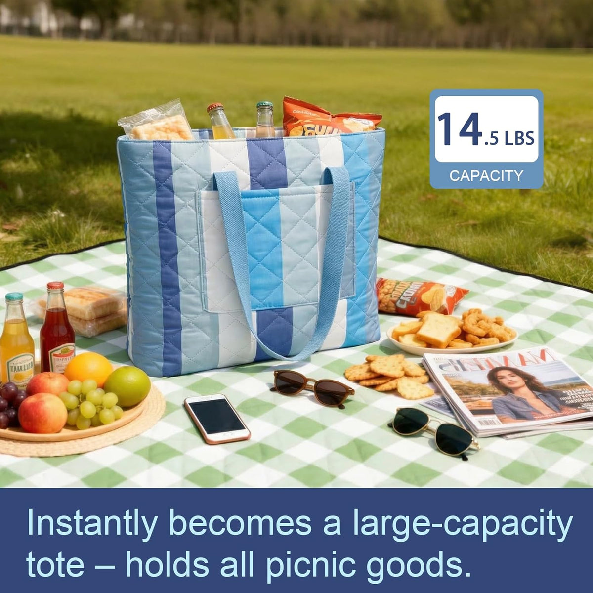 2 in 1 Tote Picnic Blanket Waterproof Outdoor Camping Beach Blanket