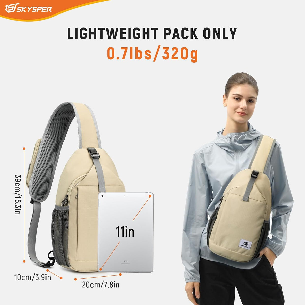 SKYSPER Sling Bag RFID Cross Body Bag Recycled Crossbody Backpack Travel Daypack