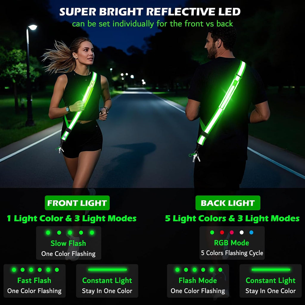 LED Reflective Night Walking Safety Gear,Adjustable Walking Light Belt, for Night Dog Walking,High Visibility Safety Lights for Walking at Night for Men Women Jogging Running Biking