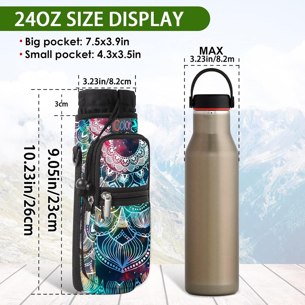 icolor Water Bottle Carrier Bag with Strap 25/32/40 oz Crossbody Bottle Holder with Phone Pocket Sling Sleeve Insulated Neoprene Water Bottle Pouch for Walking Travelling