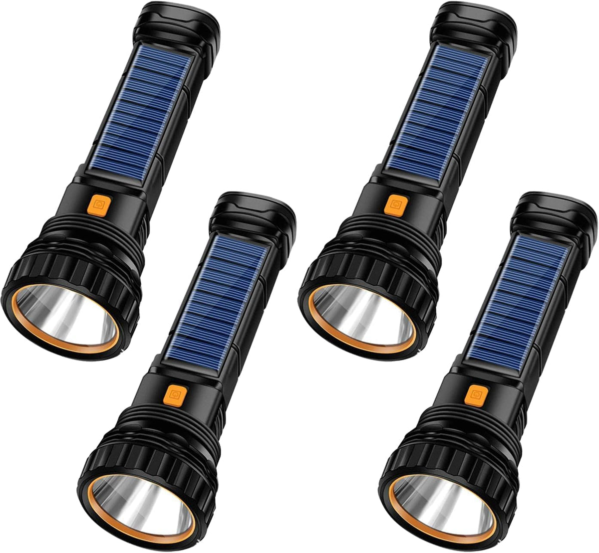 E-SHIDAI Solar/Rechargeable Multi Function 1000 Lumens LED Flashlight, with Emergency Strobe Light and 1200 Mah Battery, Emergency Power Supply and USB Charging Cable, Fast Charging (8PC)