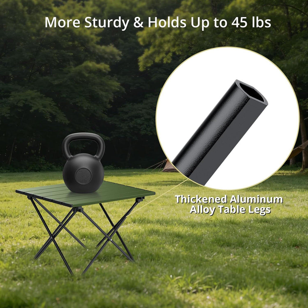 Anbte Small Folding Camping Table, Aluminum Frame, 45 lb Capacity