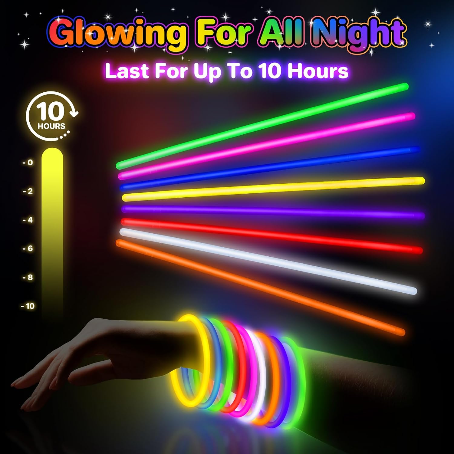 SpringFlower 400Pcs Glow Sticks Bulk Party Favor Supplies, Glow Sticks for Party Decorations, Wedding, Birthday, Halloween, Easter, Glow in the Dark Party Supplies with Bracelets and Necklaces