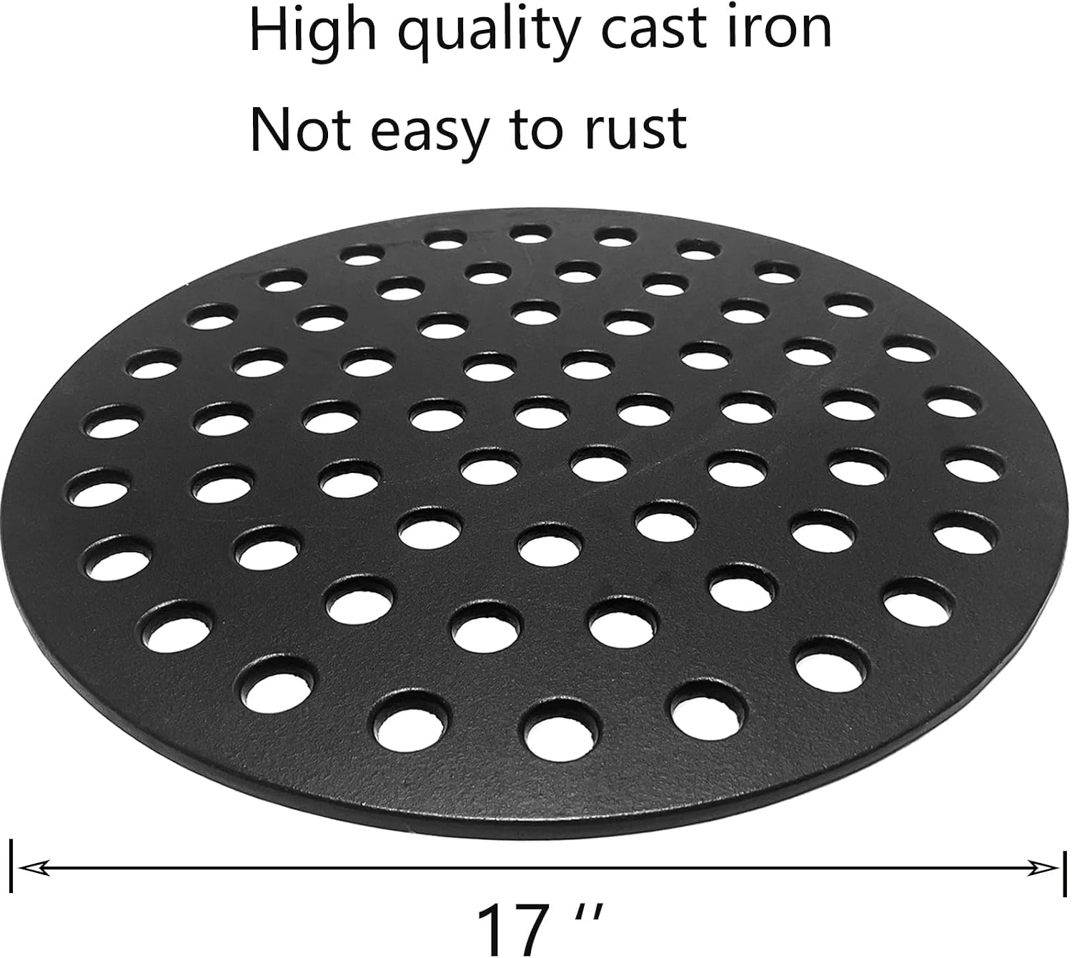 17" Heavy Cast Iron Fire Grate, Charcoal Grates Bottom Plate for Weber 22" Kettle, One-Touch, Master Touch, Bar-B-Kettle, Performer, BGE, Big Green Egg XL Charcoal Grill