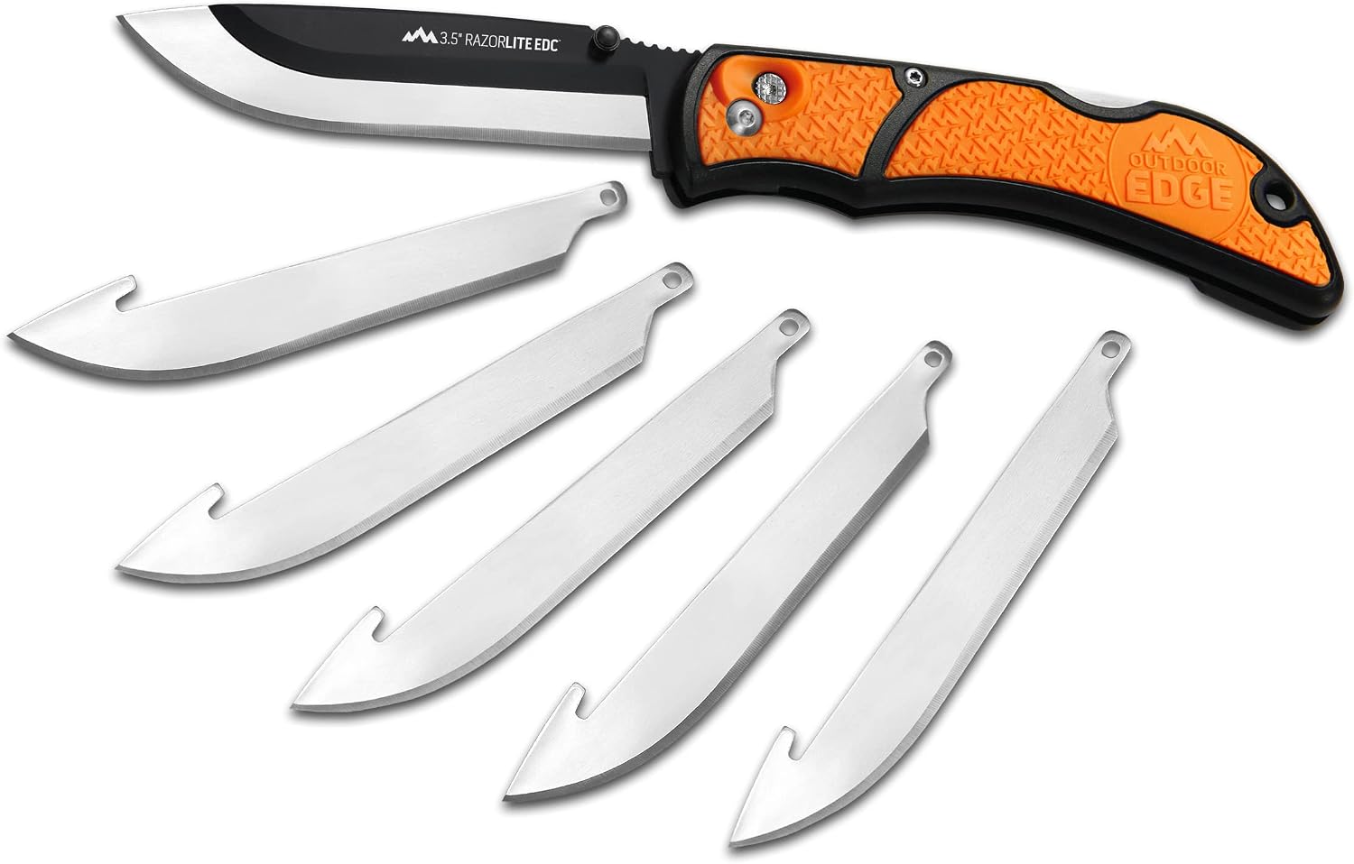 OUTDOOR EDGE 3.5" RazorLite EDC Pocket Knife (Obsidian Black), with Replaceable Blades and Clip, Perfect Carry Knive for Camping, Hunting and Survival, Includes 12 Black Steel Drop Point Blades