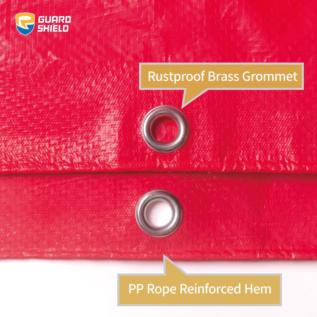 GUARD SHIELD Red Tarp 12x12 Feet Tarps High Visibility Outdoor Poly Cover Lightweight 6mil