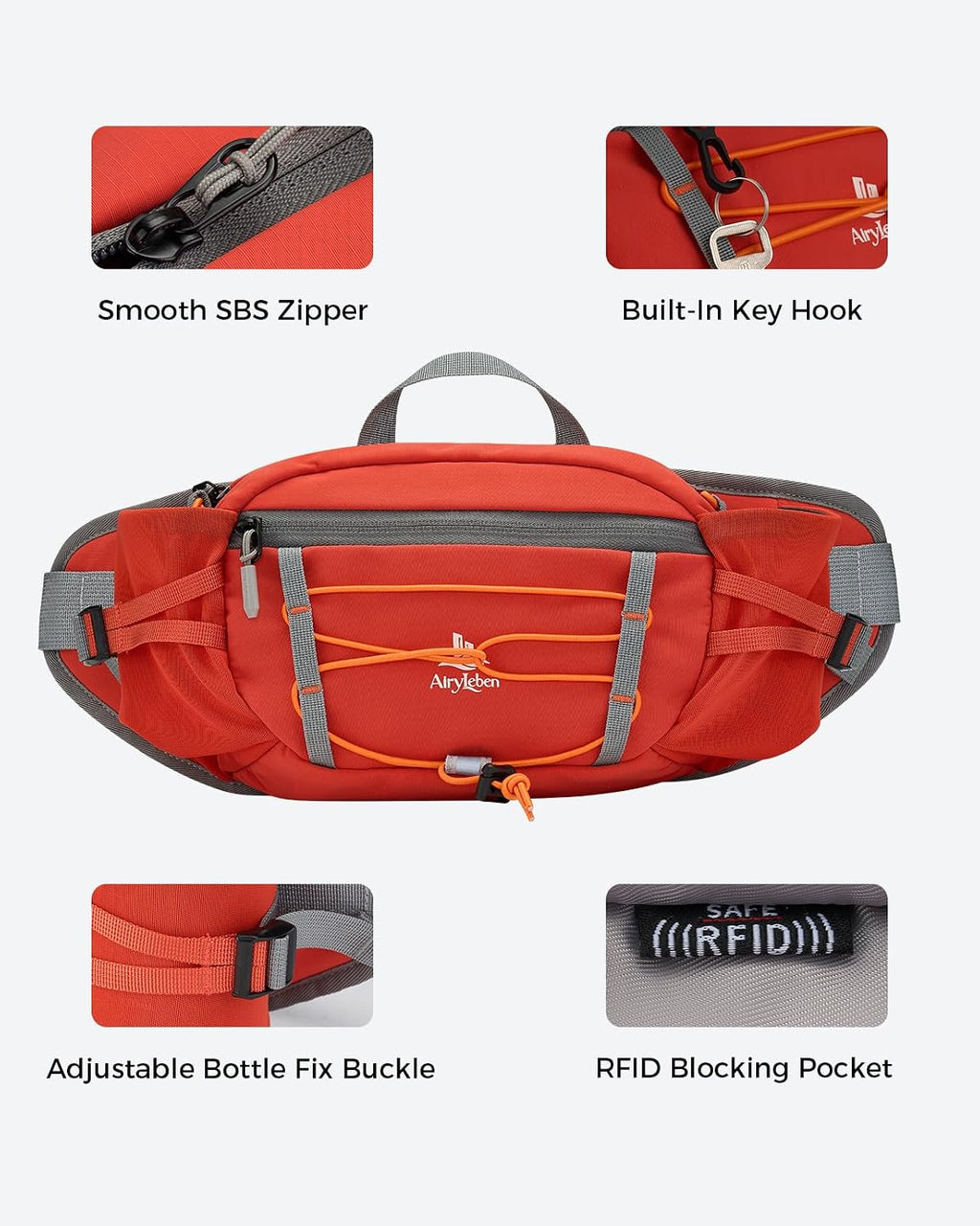 Fanny Pack with 2 Water Bottle Holder for Women Men, Waist Bag