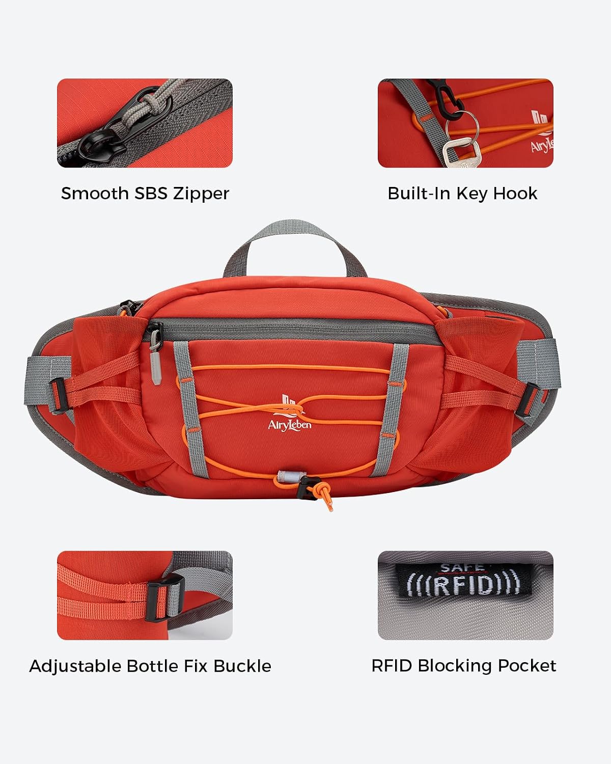 Fanny Pack with 2 Water Bottle Holder for Women Men, Waist Bag