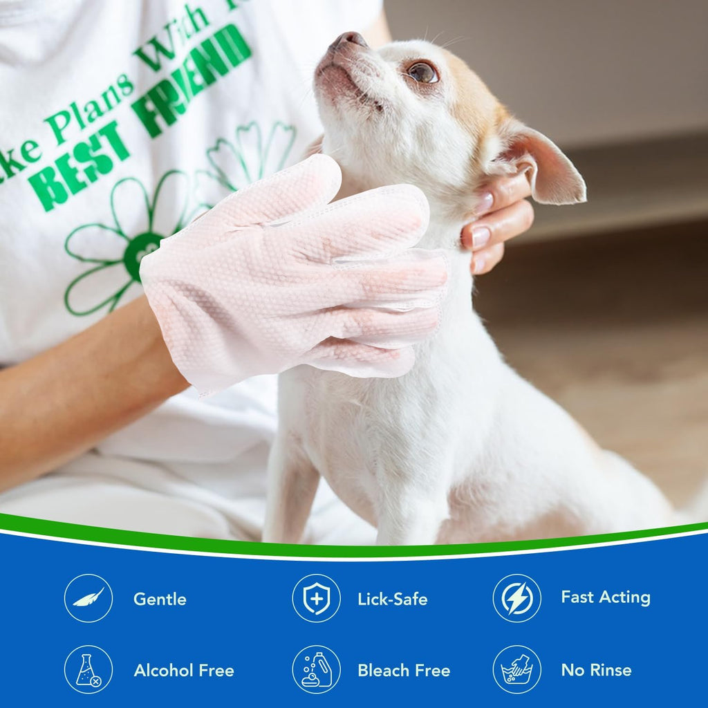VOISEN 48 Pcs Pet Glove Wipes for Dogs, Pet Cleaning Gloves