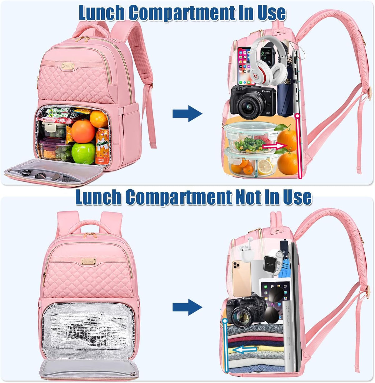 Weitars Lunch Backpack, Insulated Cooler Backpack 15.6 Inch Laptop Backpack For Women Men For Women Nurses Teacher Gifts for College Work Beach Camping Picnics Travel