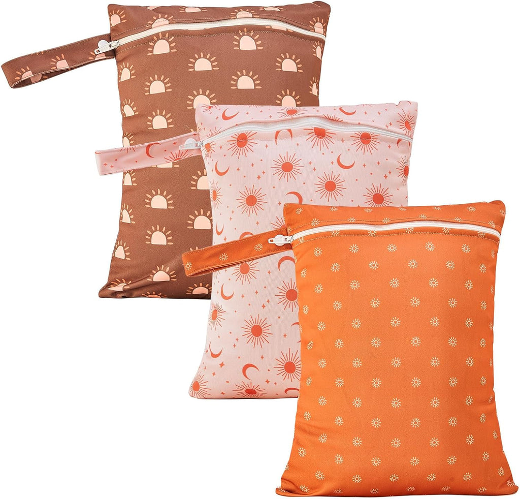Happy Flute 3 Set Wet Bag Storage Bag Zipper Waterproof Washable