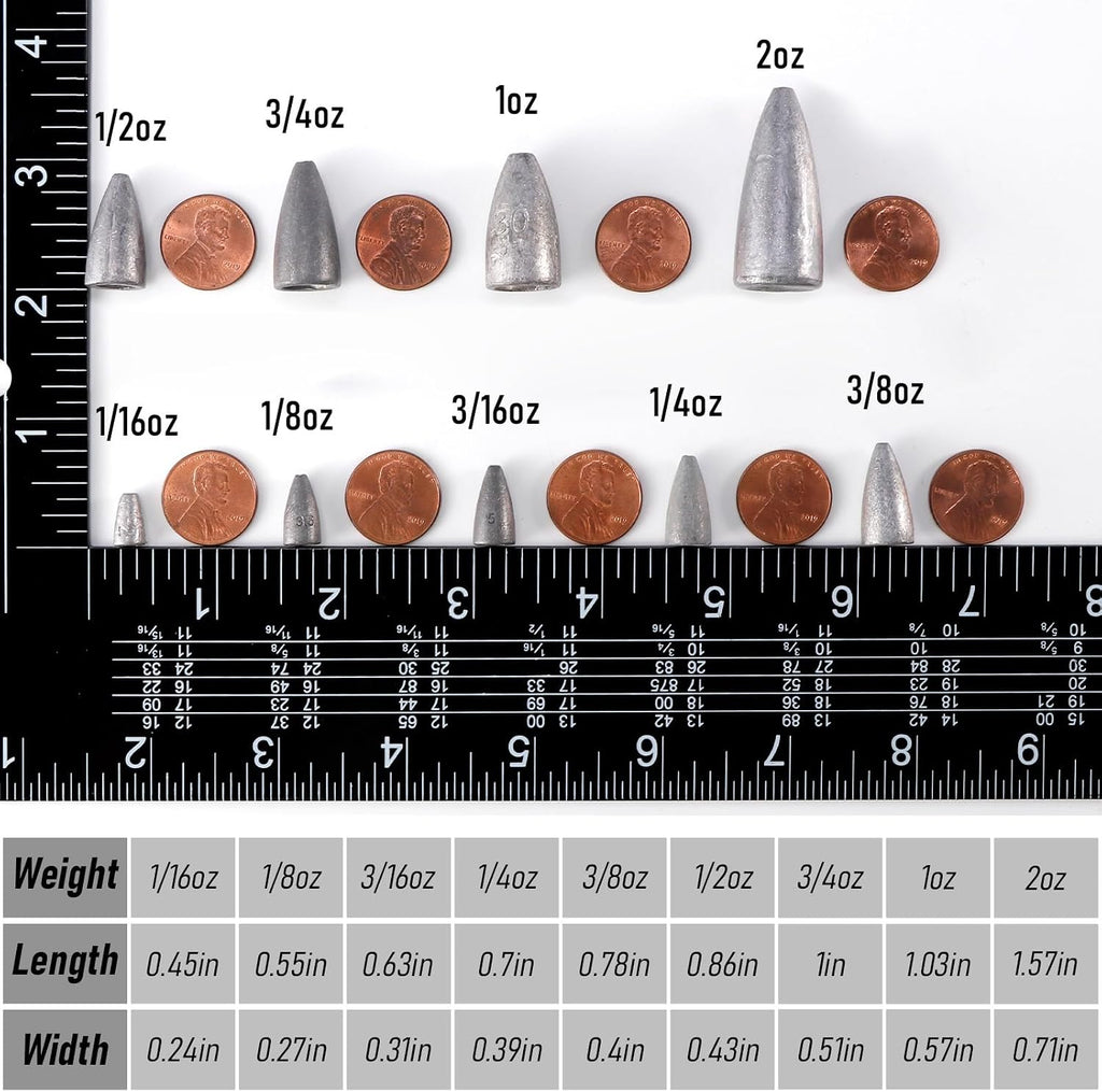 Dr.Fish Bullet Lead Sinkers Texas Carolina Bass Worm Fishing Weights