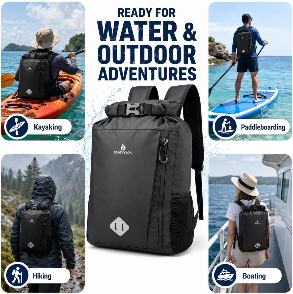 Dry Bag Backpack, 20L Dry Bag Waterproof with Waist Pouch and Phone Case,Roll top Dry bag for kayaking,Marine dry bag for Kayaking, Beach, Rafting, Boating, Hiking, Camping and Fishing
