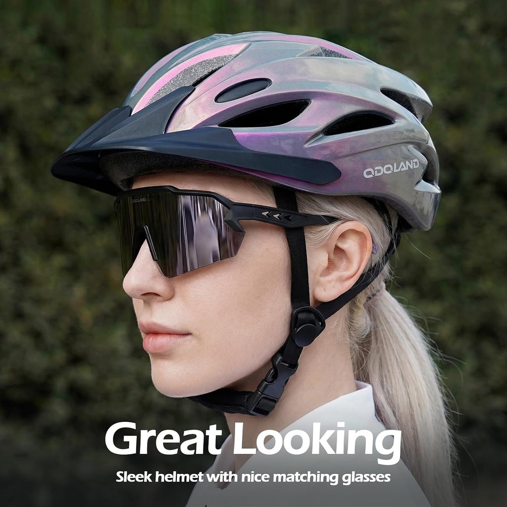 Odoland Adult Bike Helmet with Cycling Sunglasses Set for Men & Women