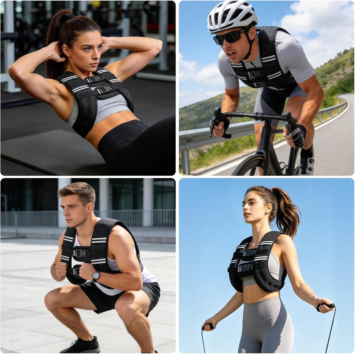 Zikopomi Weighted Vest Woman Man, 6lb/8lb/12lb/16lb/20lb/25lb/30lb Weight Vest with Reflective Stripes for Workout, Strength Training, Running, Fitness, Muscle Building, Weight Loss, Rucking Vest