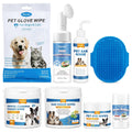 Pjordo Pet Essential Supplies for Dog & Cat, Cleaning Kit for Whole Body, Pet Wipes Cleaning Deodorizing, Grooming Wipes & Paw Cleaner, Finger Wipes for Teeth, Ear & Eyes, Suitable for Daily Care