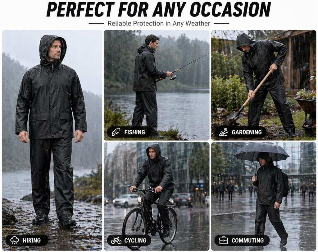 Rain Suit For Men & Women Waterproof Heavy Duty Rain Gear Reflective Jacket for Fishing Outdoor Work Raincoats