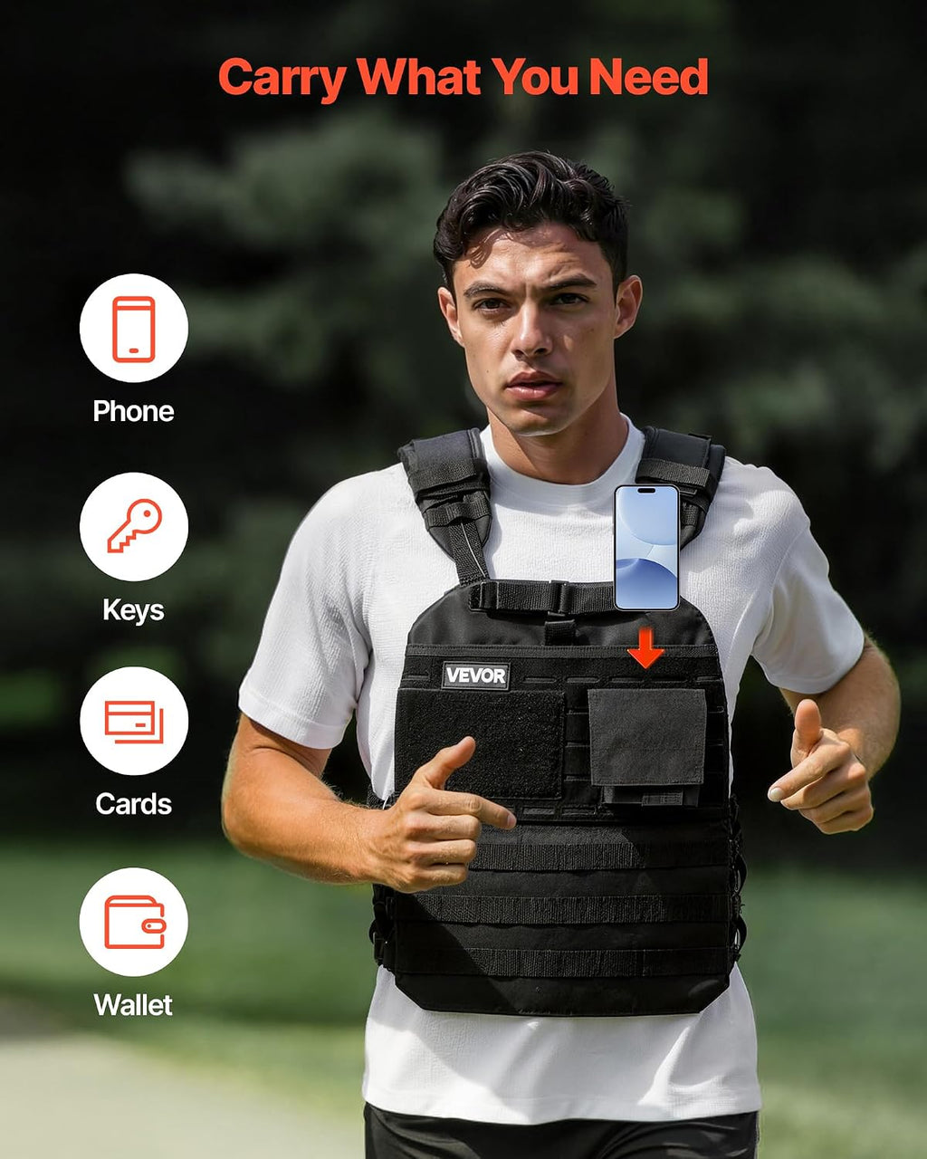 VEVOR Adjustable Weighted Vest, 4-10lbs/20-32lbs/24-40lbs/40lbs Comfortable X-Shape Body Weight Vest Set with 6/8 Weight Packs and Reflective Stripe, for Men Women, Workout Equipment for Strength Training Running Jogging