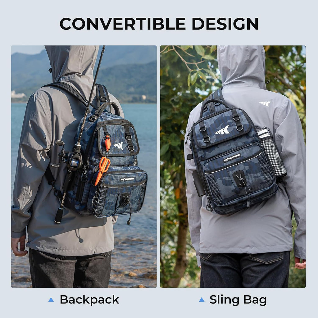 KastKing BaitSpace Fishing Sling Bag, Fishing Backpack with Rod Holder