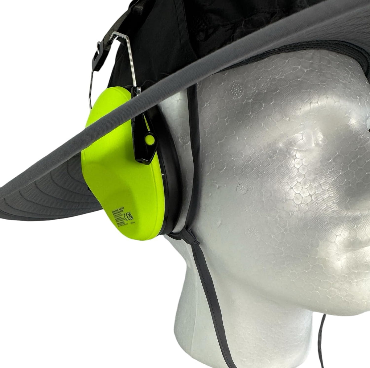 SPF 50+ Bucket Hat Compatible with Ear Protection Headphones – Sun Protection Hat for Lawn Mowing, Construction, Yard Work