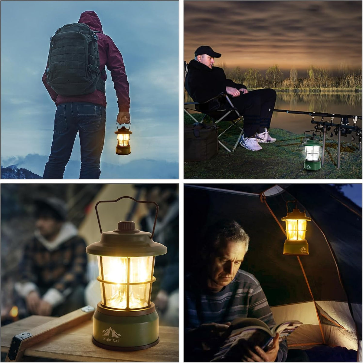 Night Cat LED Camping Lantern: Portable Outdoor Light for Camping Hiking Fishing Picnic Emergency 4xAA Battery Powered (Not Included)