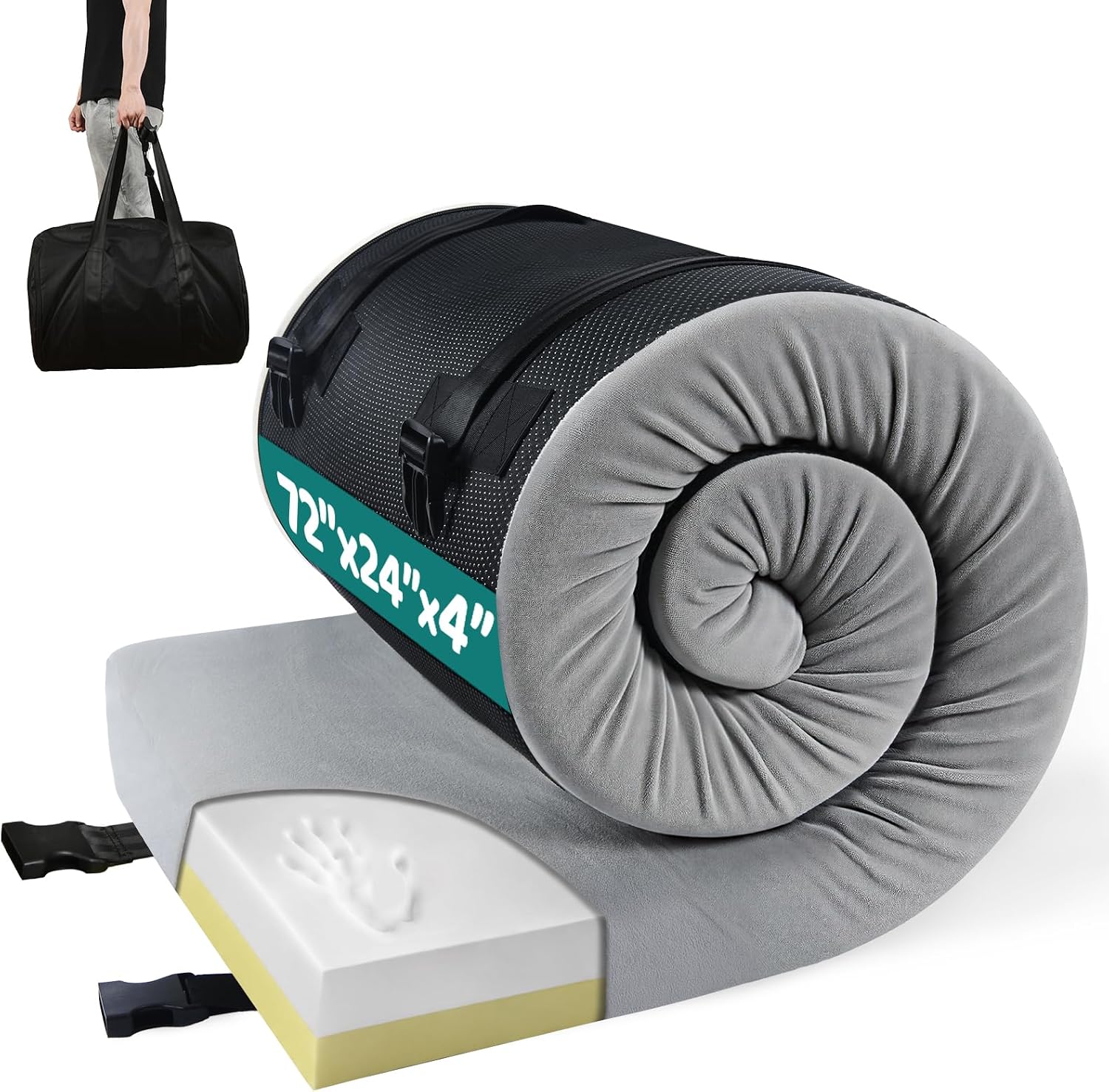 Extra Thick Supportive Foam Camping Mattress with Travel Bag