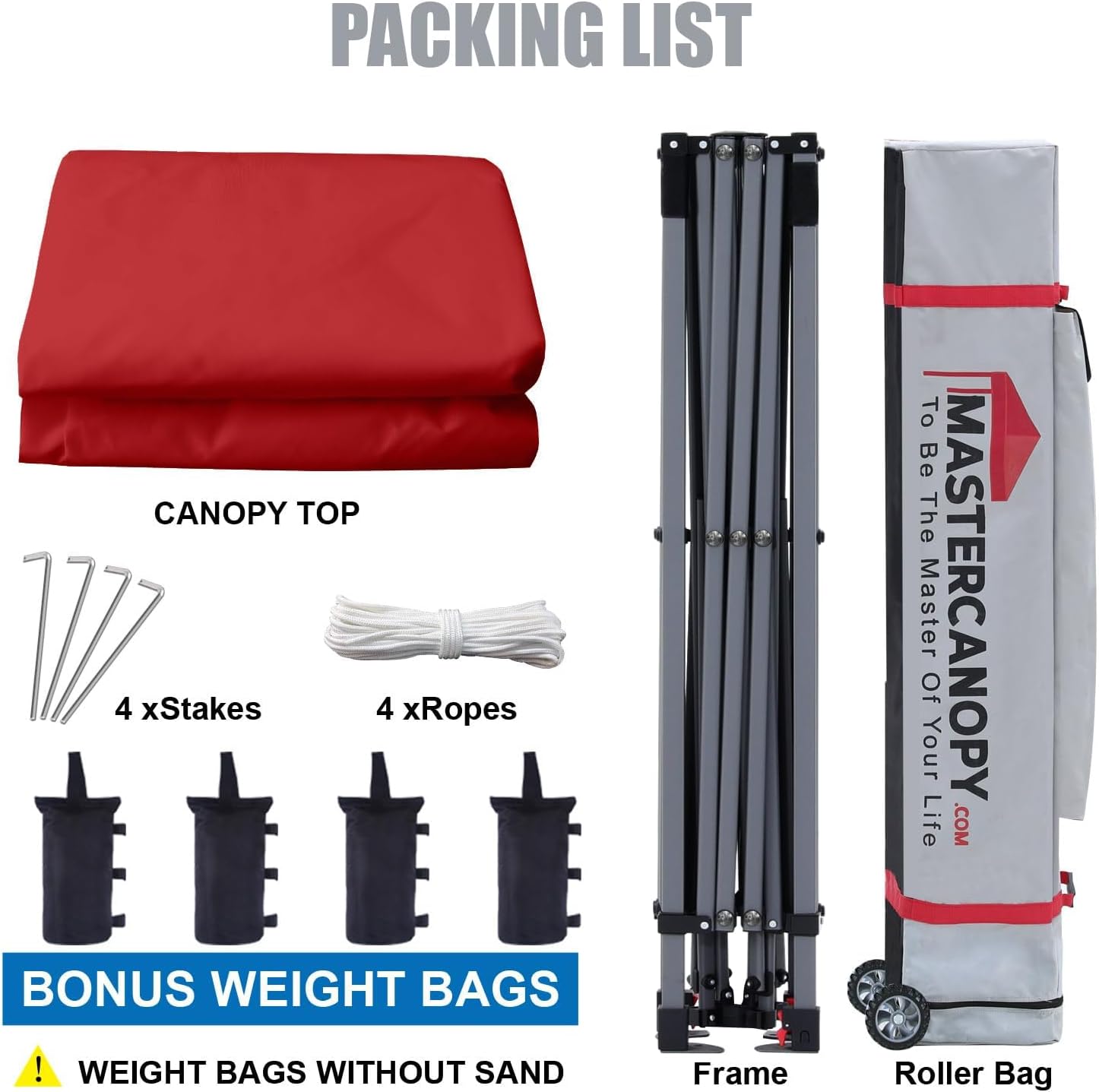 MASTERCANOPY 10x10 Heavy Duty Pop up Canopy Tent with Sidewalls, Red