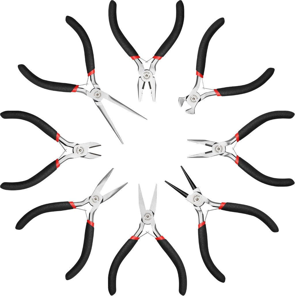 MAXPOWER 8-Pc Mini Pliers Set – Jewelry Making, Wire Wrapping, Crafts & DIY