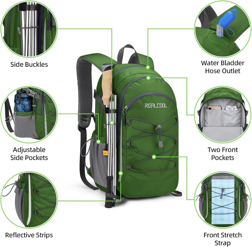 RealCool 20L Lightweight Hiking Backpack, Waterproof Daypack for Camping