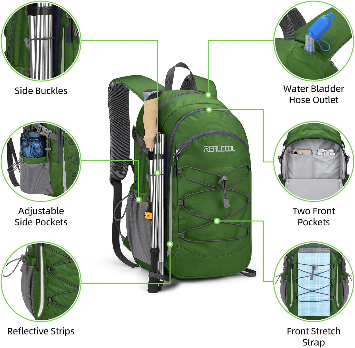 RealCool 20L Lightweight Hiking Backpack, Waterproof Daypack for Camping